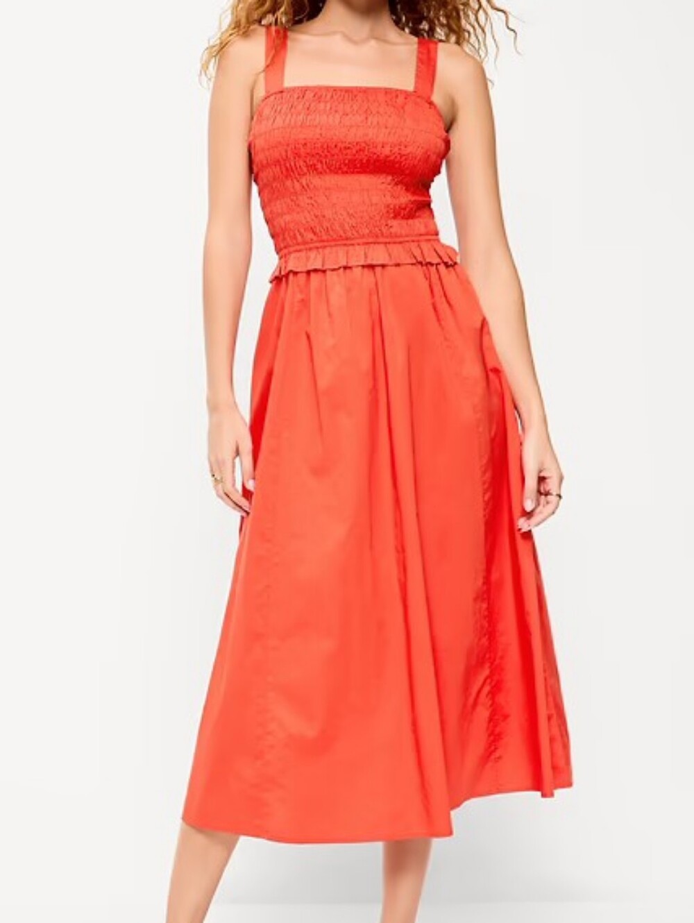 NWT - Old Navy Cotton Smocked Bodice Fit & Flare Midi Dress - Size M Tall
